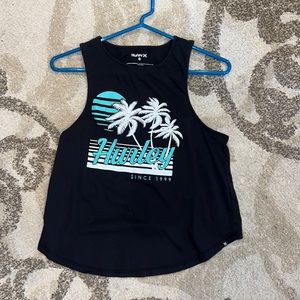 Hurley sporty tank top in black with teal graphic